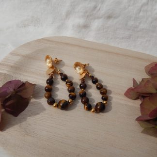 Boucles d'oreilles Athéna - Oeil de tigre