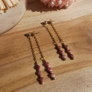 Boucles d'oreilles Thétis - Rhodonite