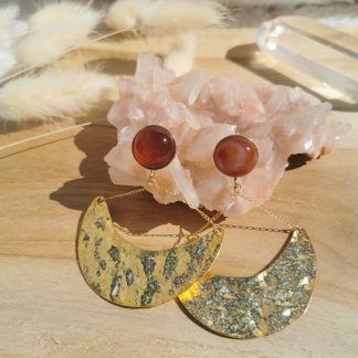 Luna - Boucles d'oreilles Agate rouge - Ancrage Courage Stabilité