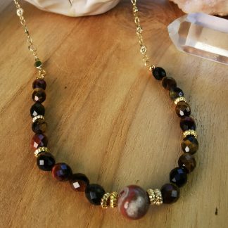 Collier AURELIA Agate crazy - Oeil de tigre